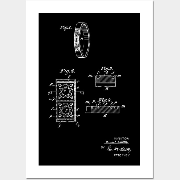 Finger Ring Vintage Patent Hand Drawing Wall Art by TheYoungDesigns